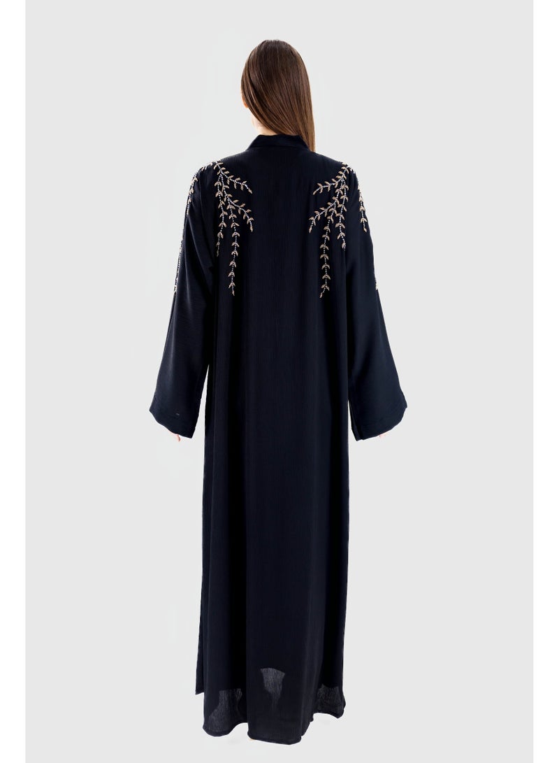 Ophelia LIORA Women’s Luxury Abaya – Elegant Black Open Abaya with Premium Fabric and Embroidery, Modest Islamic Wear for Daily & Occasion Use - Image 5
